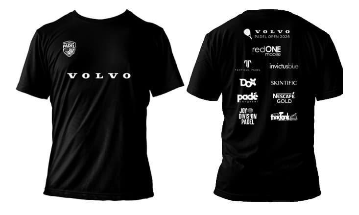The official Volvo Padel Open 2026 t-shirt, front and back